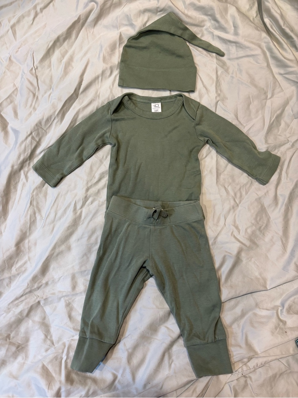 Colored Organics Olive Green Baby Set with Hat